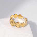 Stainless Steel Sunburst Ring Gold Plated