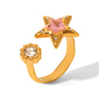 Star Open Ring Pink Zircon