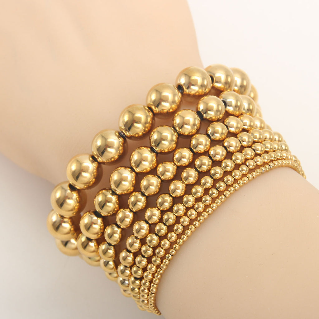 Stainless Steel Bead Bracelet Gold Plated