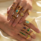 Geometric Adjustable Ring Natural Stone