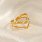 Double Layer V Shape Open Ring