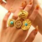 Oversized Gold Flower Statement Ring