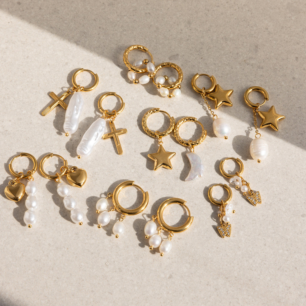 Gold Plated Baroque Pearl Drop Earrings