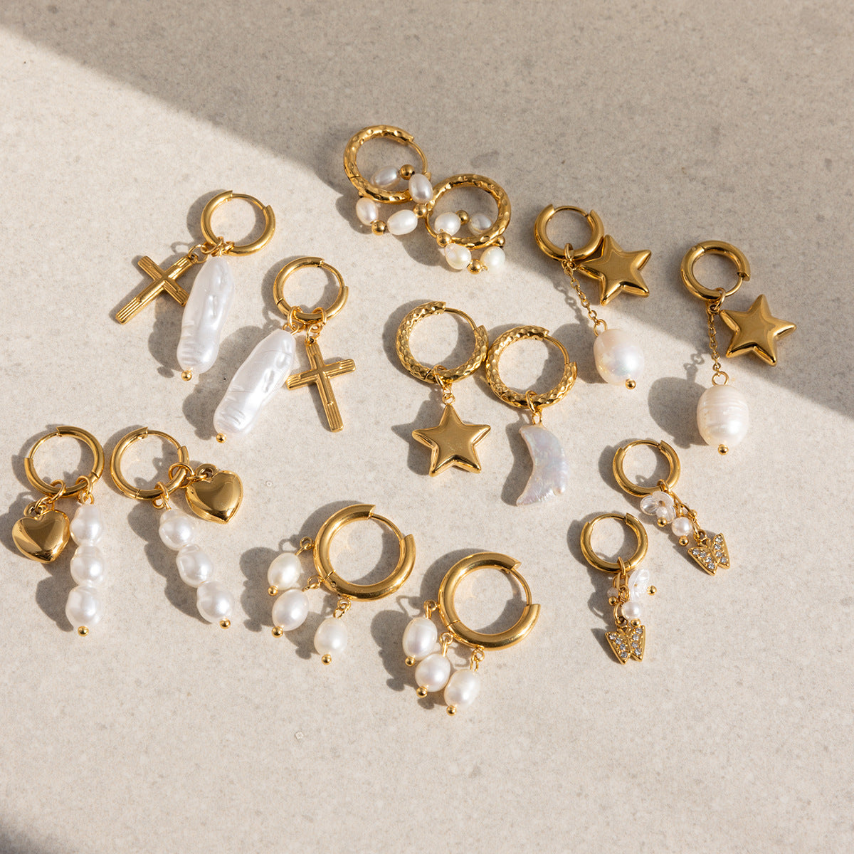 Gold Plated Baroque Pearl Drop Earrings