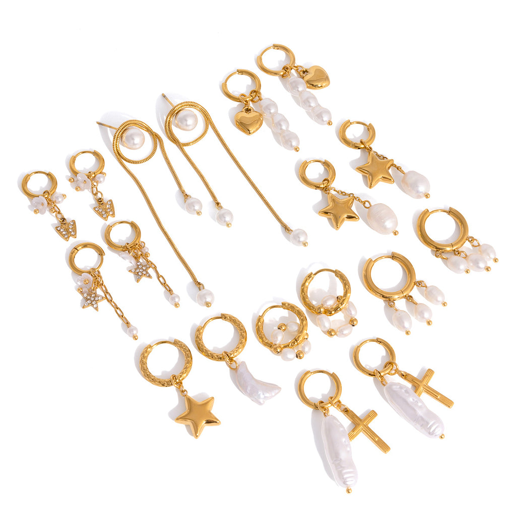 Gold Plated Baroque Pearl Drop Earrings