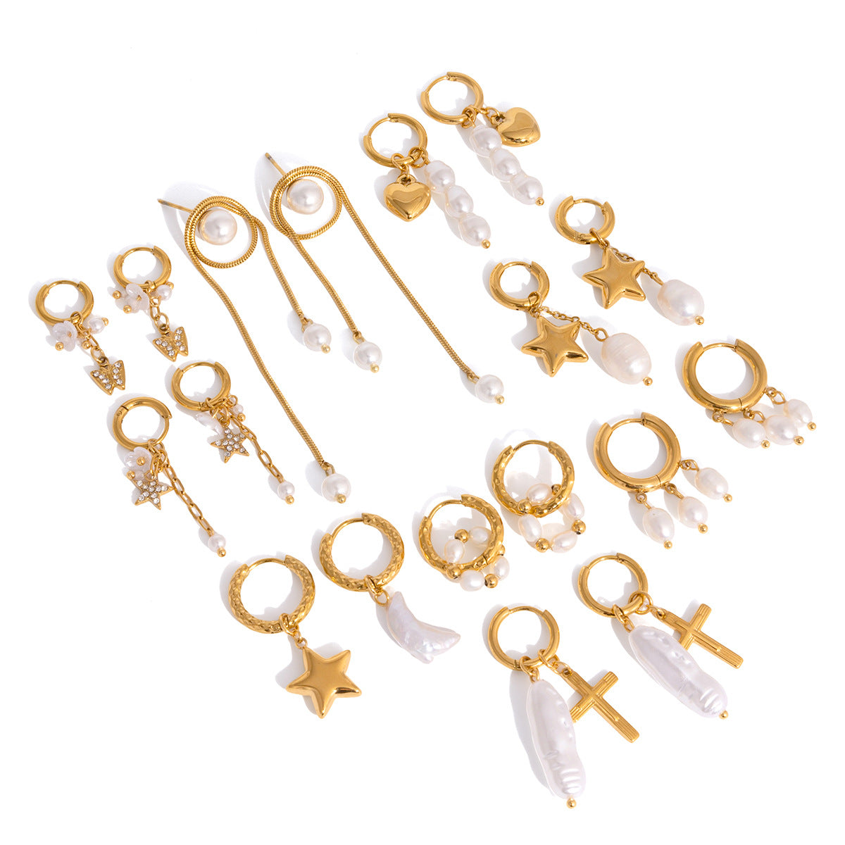 Gold Plated Baroque Pearl Drop Earrings