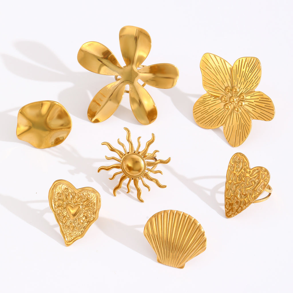 Oversized Gold Flower Statement Ring