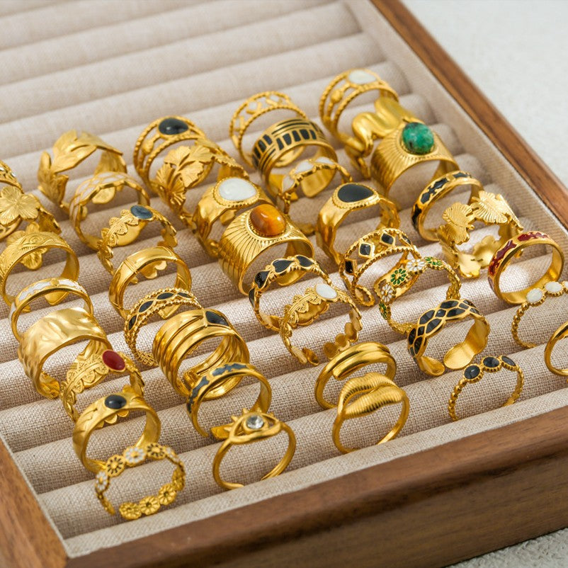 Vintage Gold Plated Geometric Open Ring