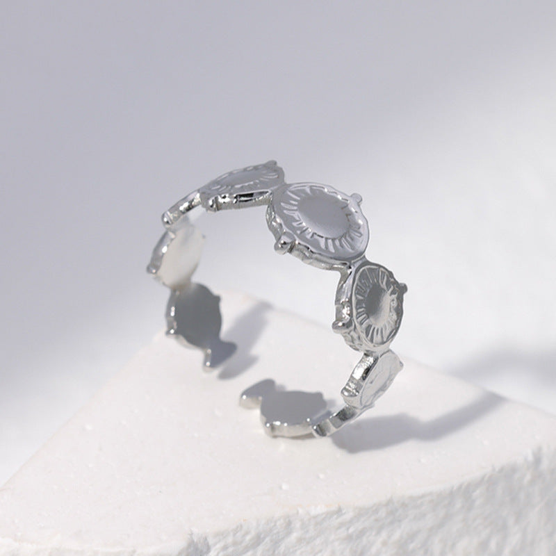 Stainless Steel Sunburst Ring Gold Plated