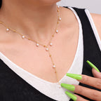 Titanium Pearl Tassel Y-Necklace