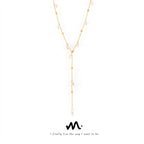 Titanium Pearl Tassel Y-Necklace