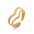 Double Layer V Shape Open Ring