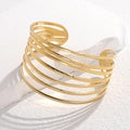 Stainless Steel Hammered Leaf Cuff Bracelet