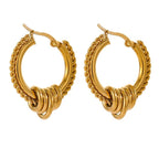 Twisted Rope Hoop Earrings For Women Stainless Steel Gold Plated Elegant Small Circle Fashion Jewelry Minimalist Style