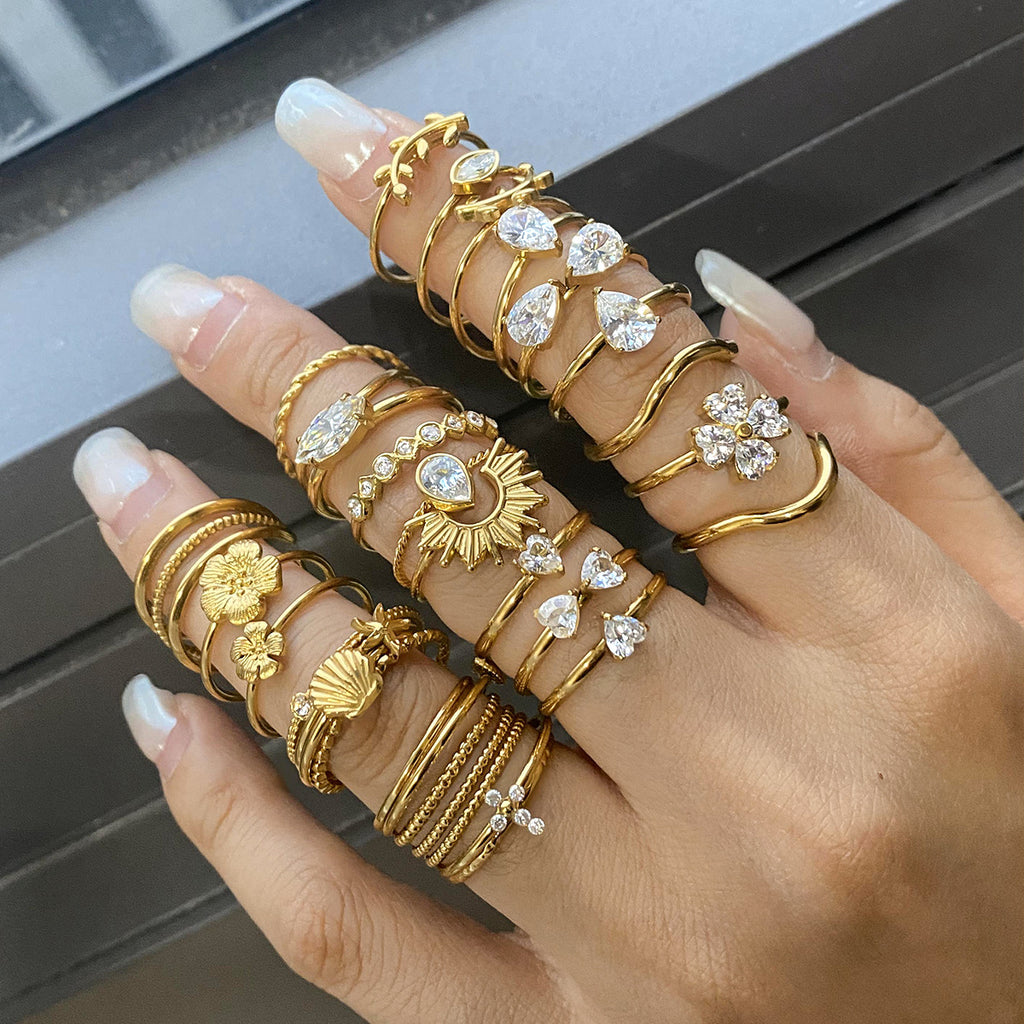 Multi Layer Stackable Rings Gold Plated