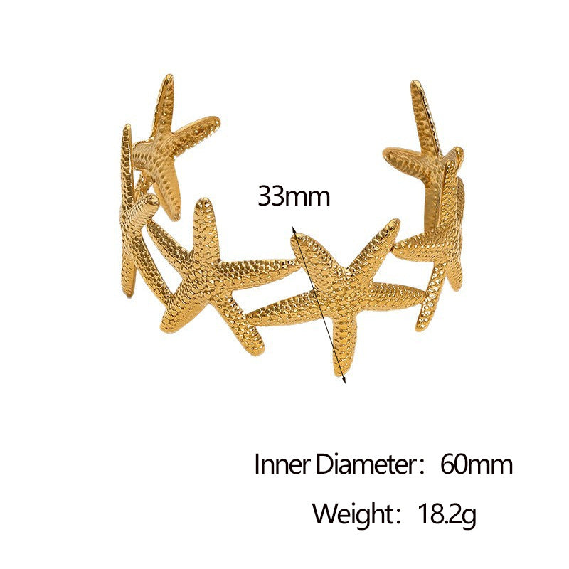 Ocean Starfish Gold Cuff Bangle