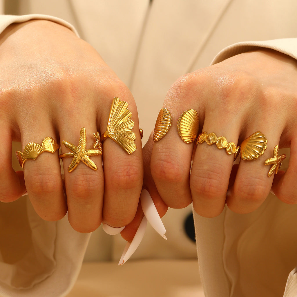 Starfish Shell Adjustable Ring
