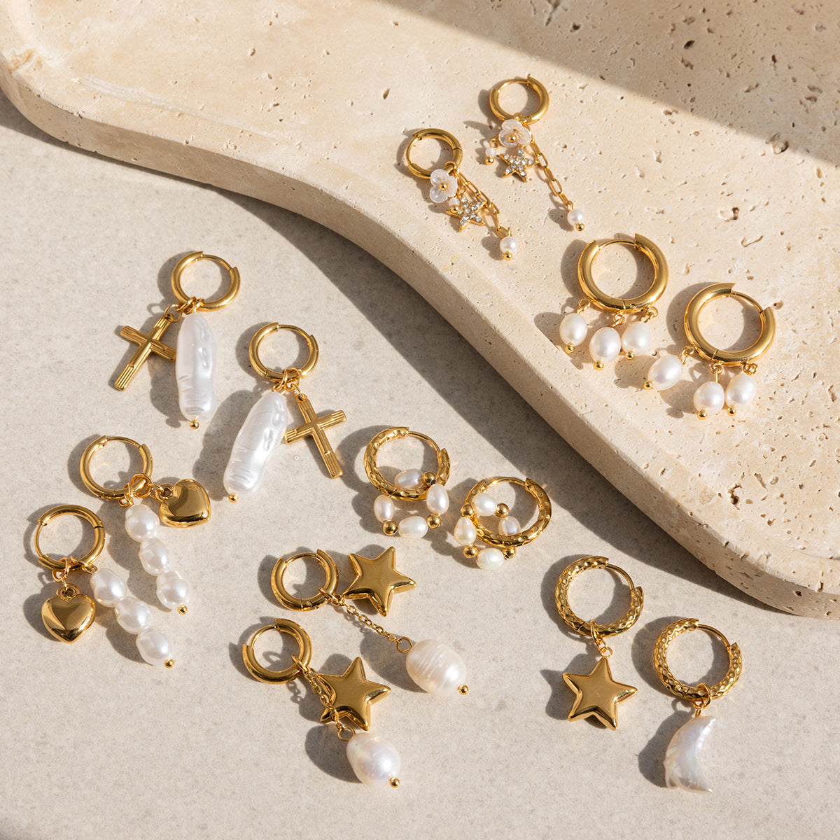 Gold Plated Baroque Pearl Drop Earrings