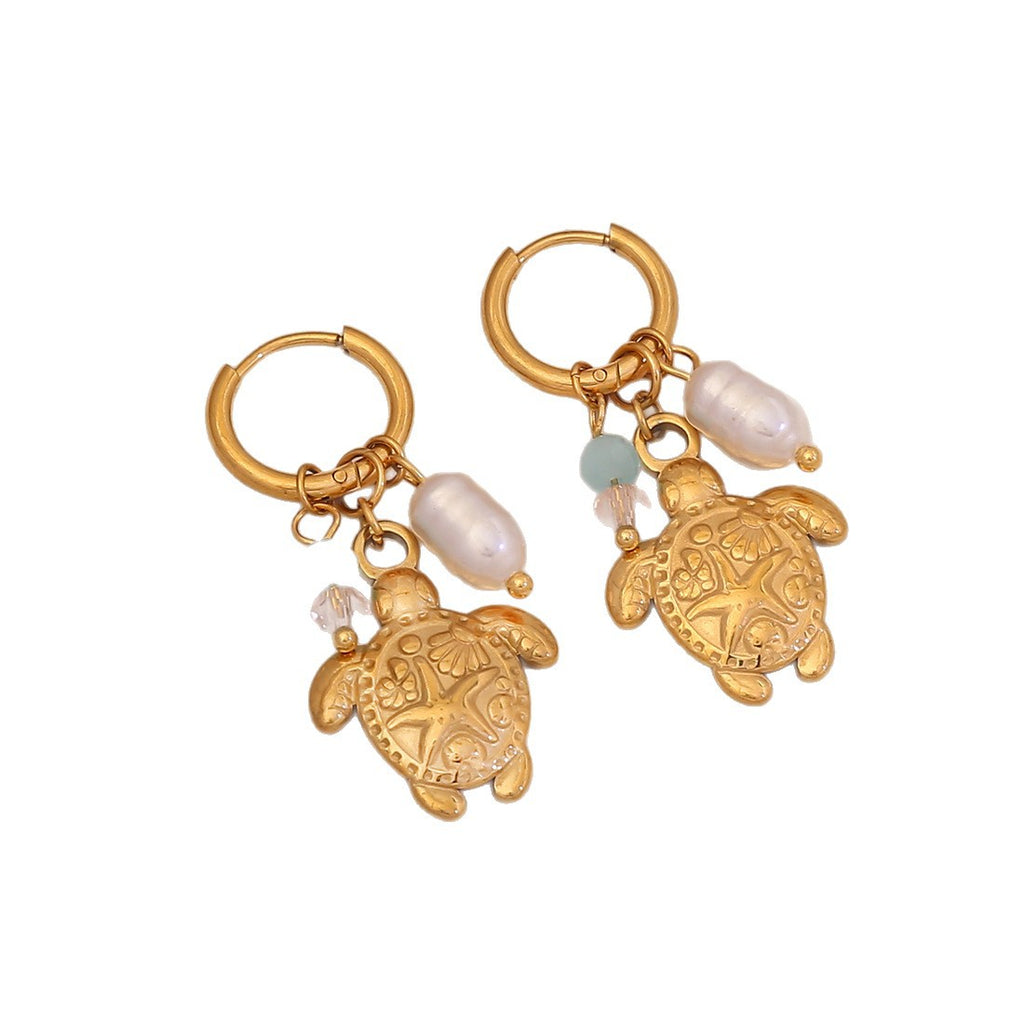 Ocean Starfish Sea Turtle Drop Earrings