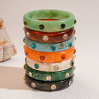 Marble Acrylic Bangle Bracelet Rhinestone