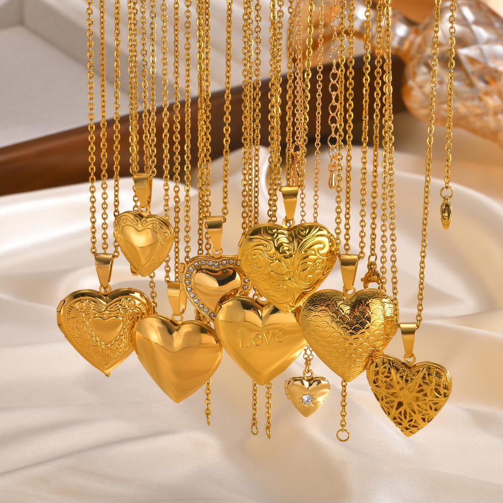 Heart Locket Necklace With Zirconia