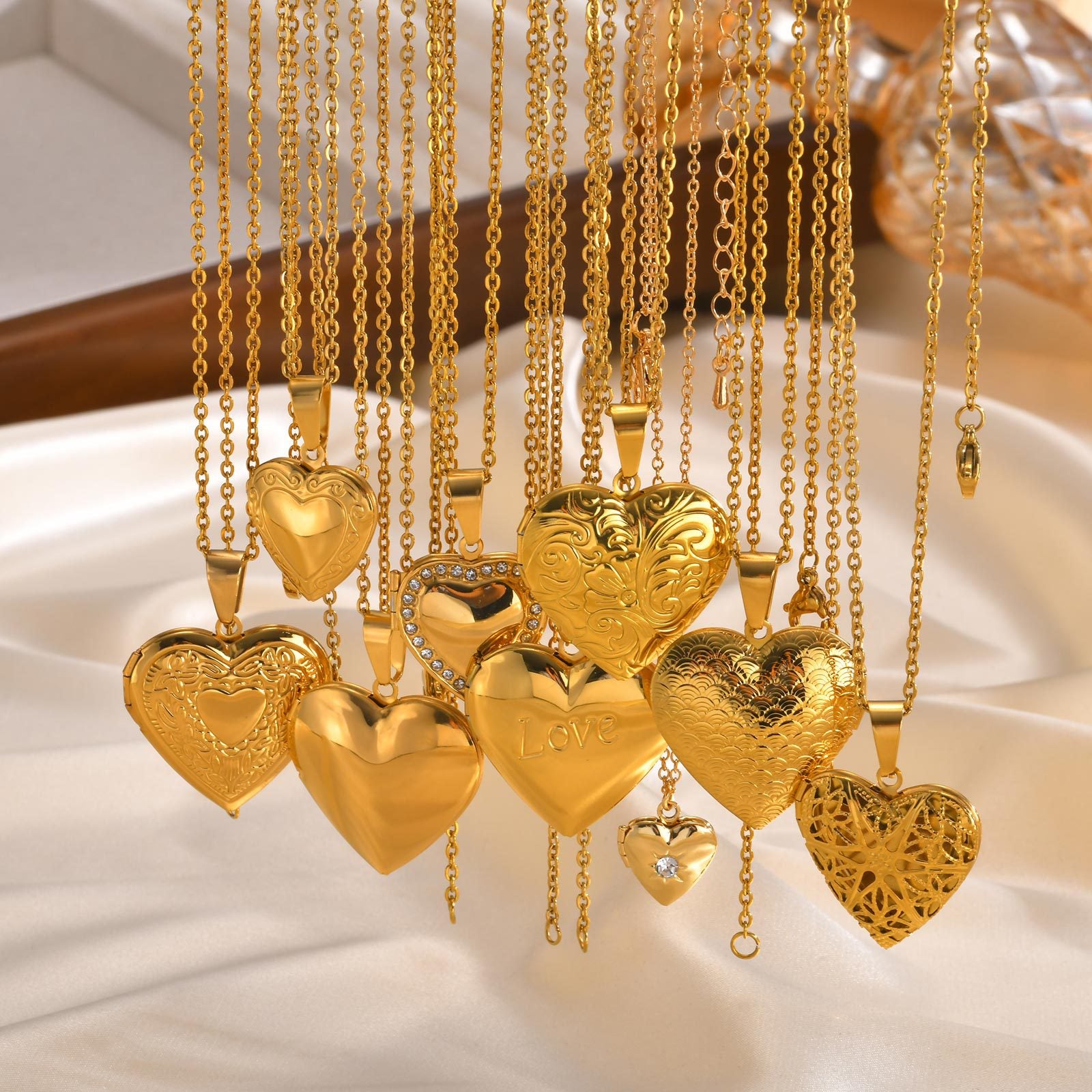 Heart Locket Necklace With Zirconia