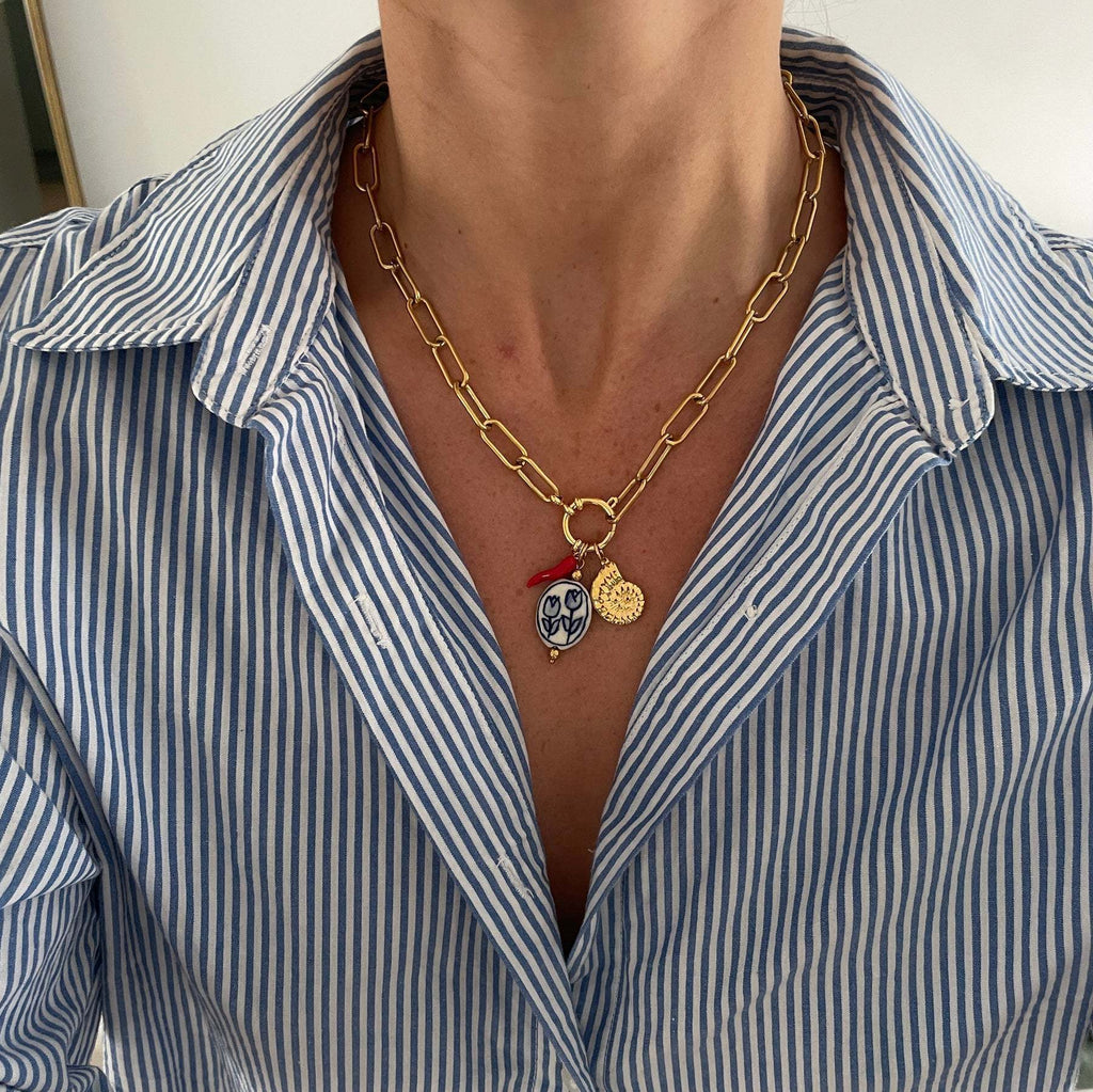 Titanium Pearl Heart Pendant Necklace