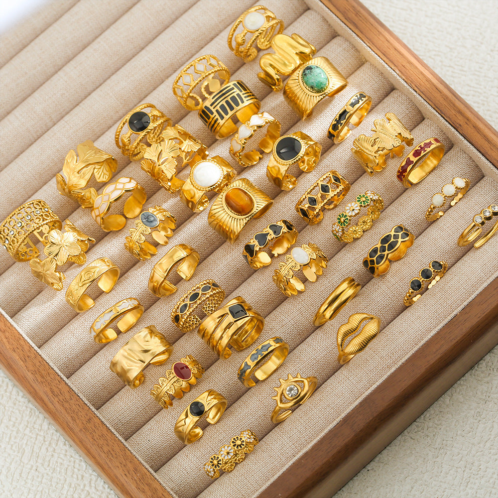 Vintage Gold Plated Geometric Open Ring