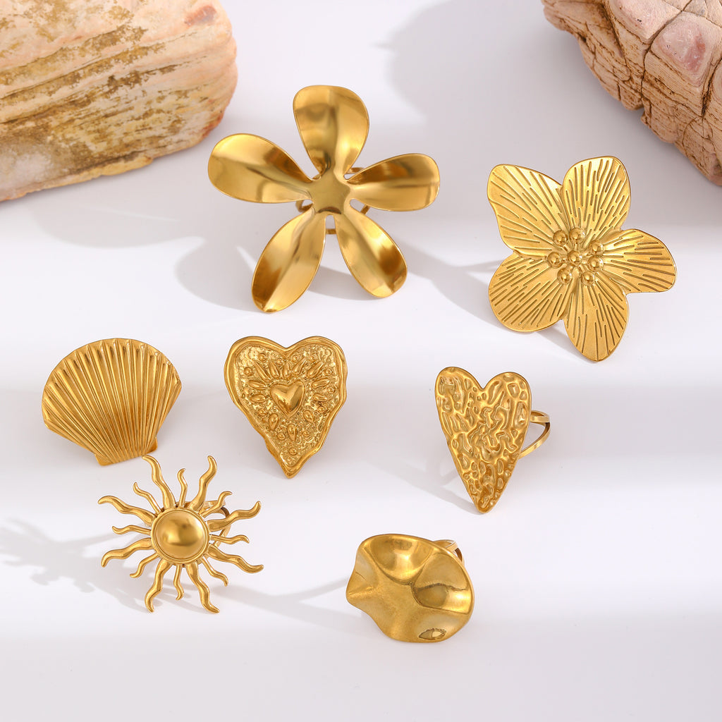 Oversized Gold Flower Statement Ring