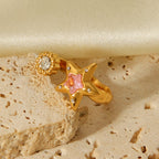 Star Open Ring Pink Zircon