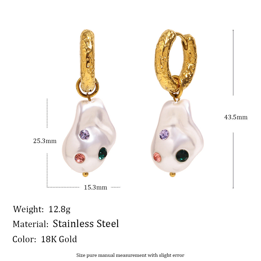 Baroque Pearl Hoop Earrings Gold Plated