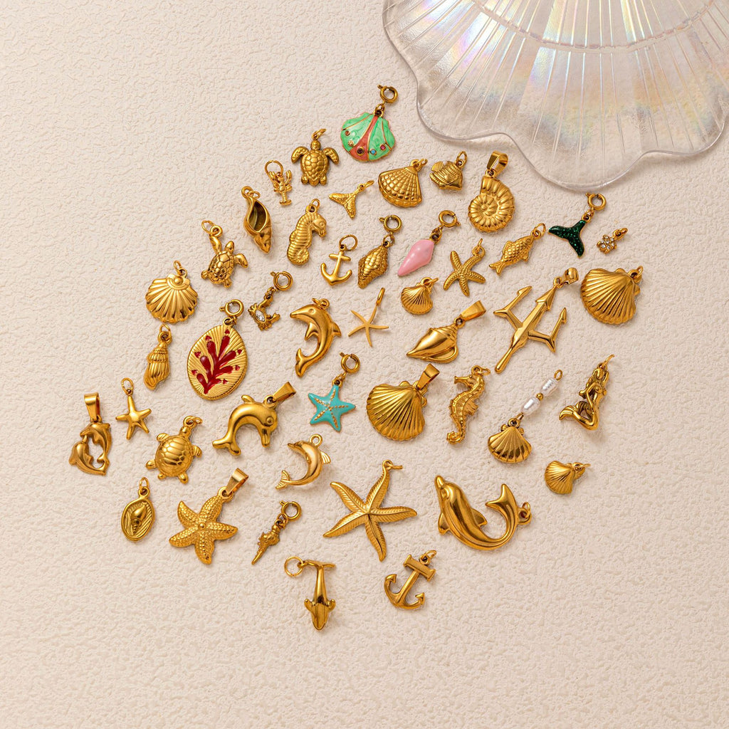 Ocean Starfish Shell Turtle Pendant Necklace