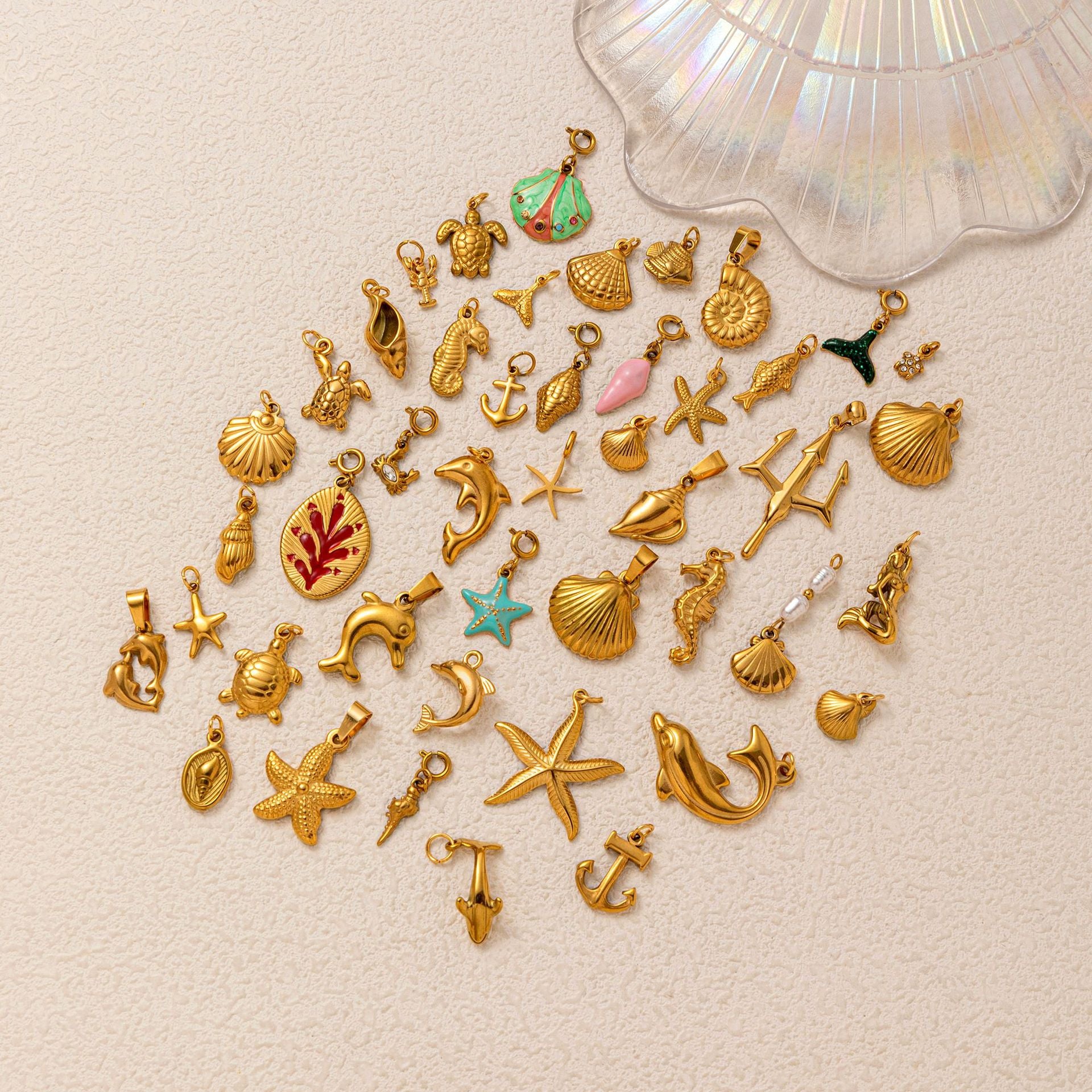 Ocean Starfish Shell Turtle Pendant Necklace