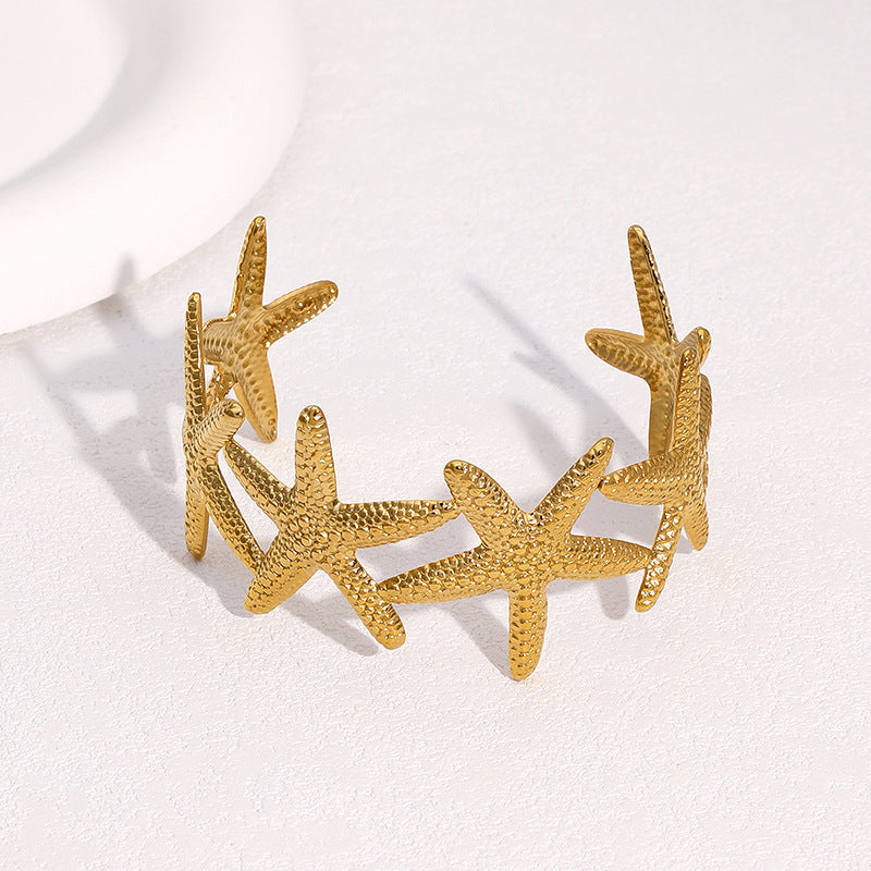 Ocean Starfish Gold Cuff Bangle