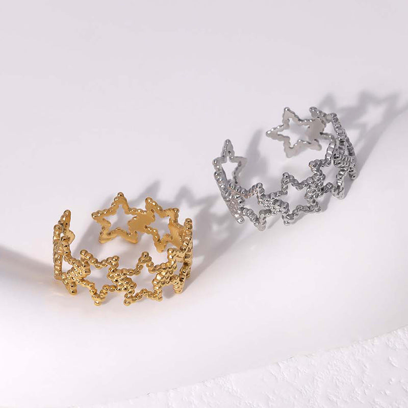 Star Ring Hollow Geometric Open Adjustable
