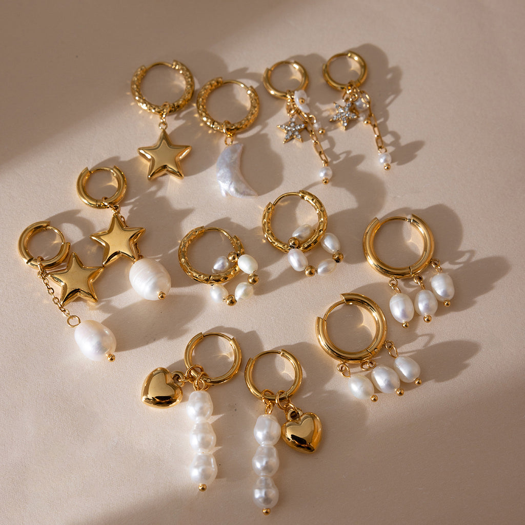 Gold Plated Baroque Pearl Drop Earrings