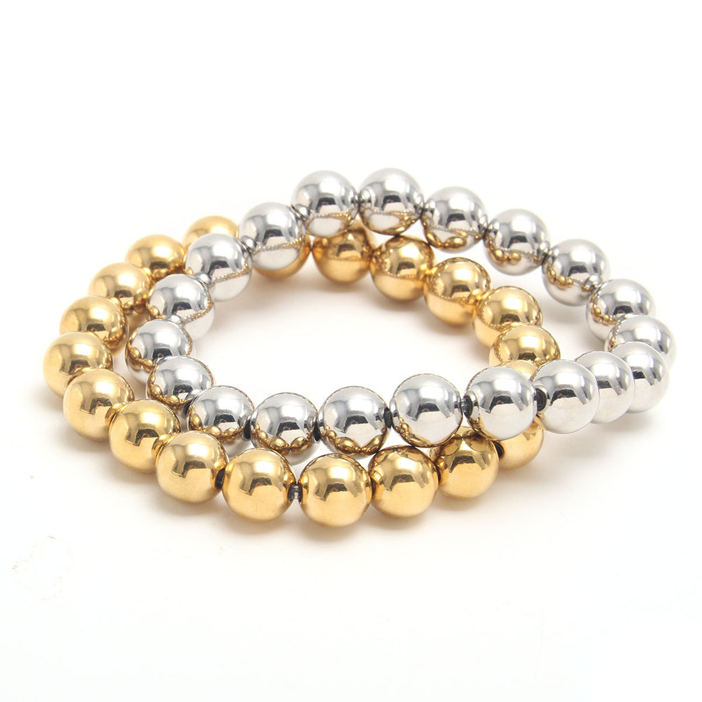 Stainless Steel Bead Bracelet Gold Plated