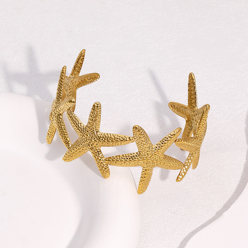 Ocean Starfish Gold Cuff Bangle