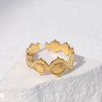 Stainless Steel Sunburst Ring Gold Plated