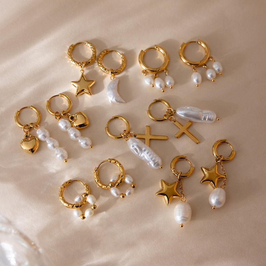 Gold Plated Baroque Pearl Drop Earrings