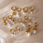 Gold Plated Baroque Pearl Drop Earrings