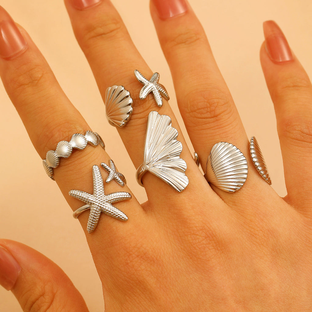 Starfish Shell Adjustable Ring