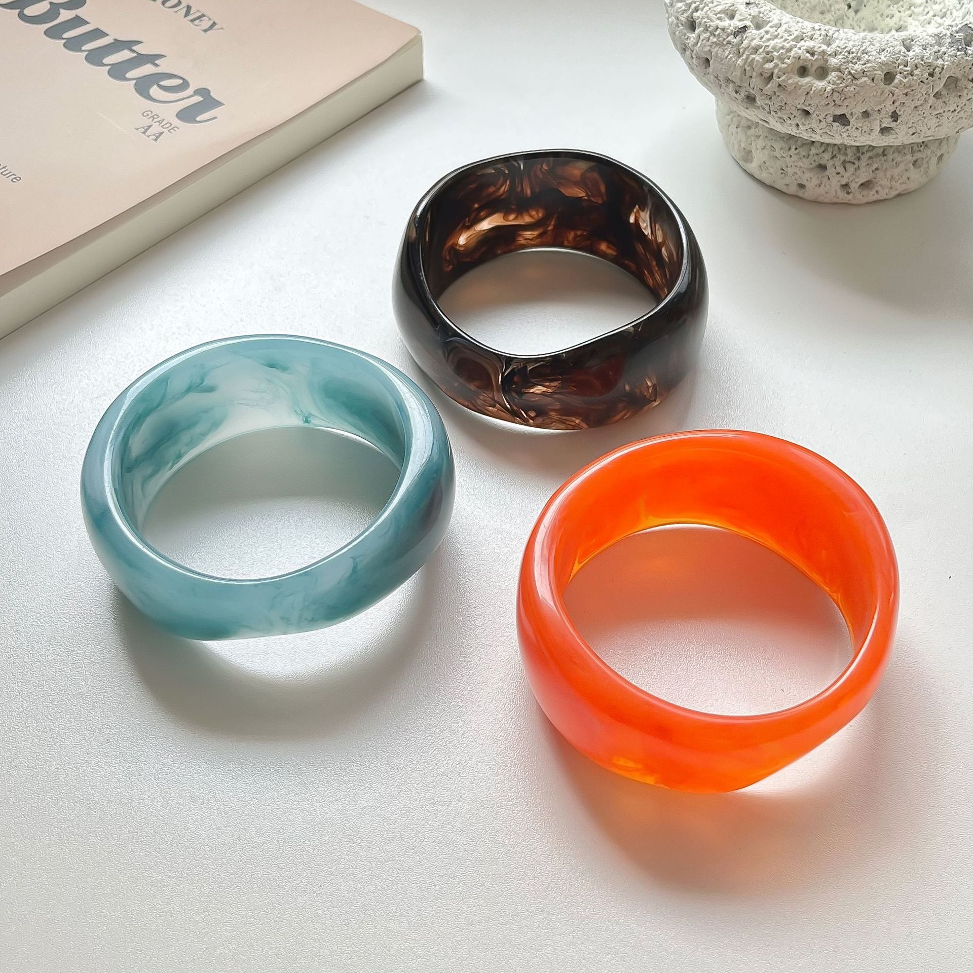 Vintage Marble Resin Bangle Bracelet