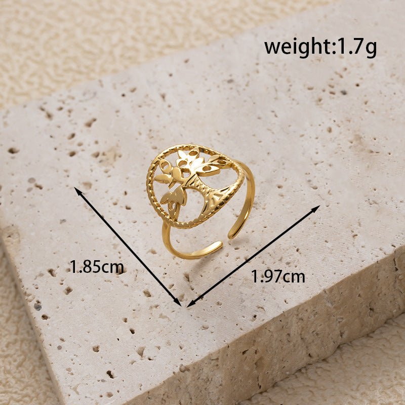 Adjustable Tree Of Life Smiley Ring