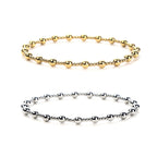 Minimalist Beaded Bracelet Stainless Steel 18K Gold Plated Elastic Stretch Alternating Beads Waterproof Jewelry For Women