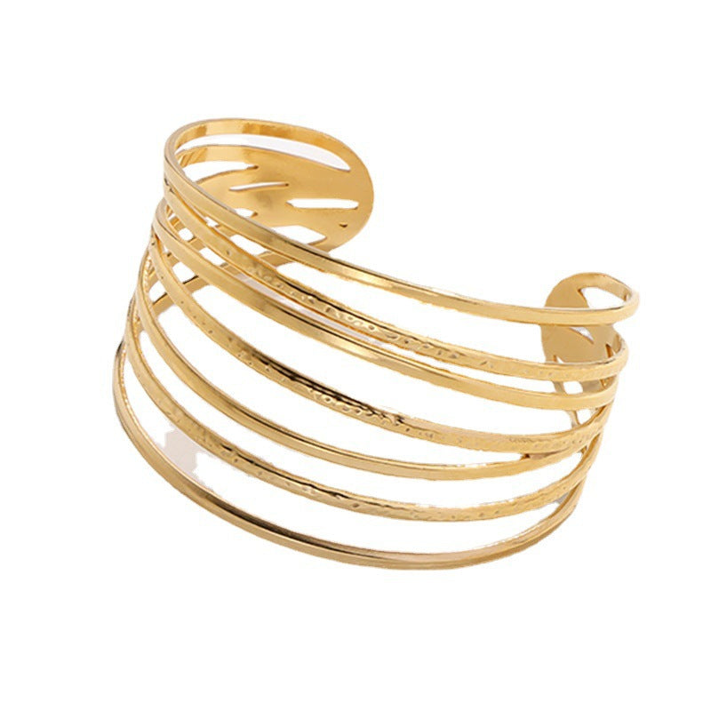 Stainless Steel Hammered Leaf Cuff Bracelet