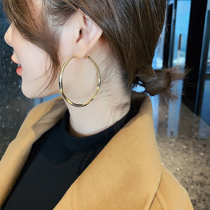 Large Twisted Gold Hoop Earrings