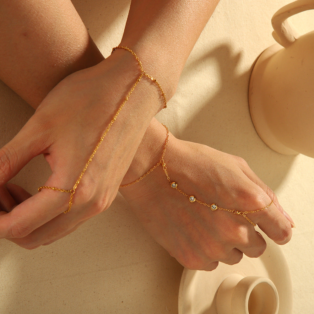 Hand Chain Finger Bracelet Gold Plated