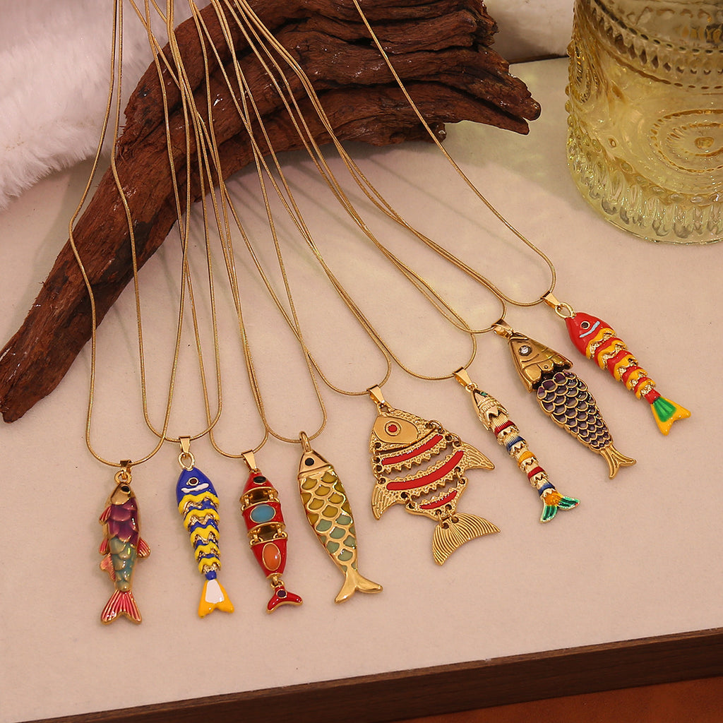 Vintage Koi Fish Pendant Necklace