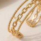 Stacked Bead Chain Cuff Bracelet